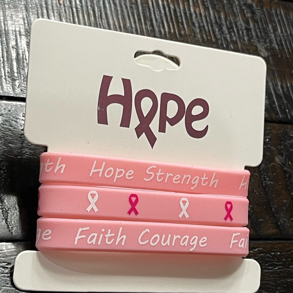 3 pcs Pink Hope, Strength, faith Courage Bracelet